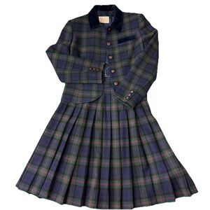 Vintage Pendleton Baird Tartan Plaid Wool Skirt Suit Jacket Set Petite Size  2P